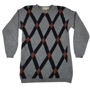 Richard & Co. Lamb Wool & Angora Rabbit‎ Hair Women's Size Small Geometric Gray